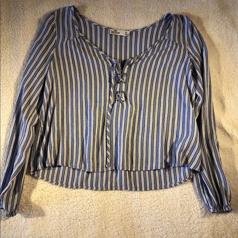 Boho Blue Stripped Cropped Blouse